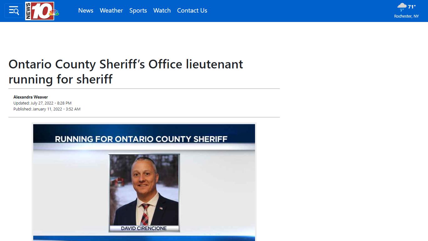 Ontario County Sheriff’s Office lieutenant running for sheriff